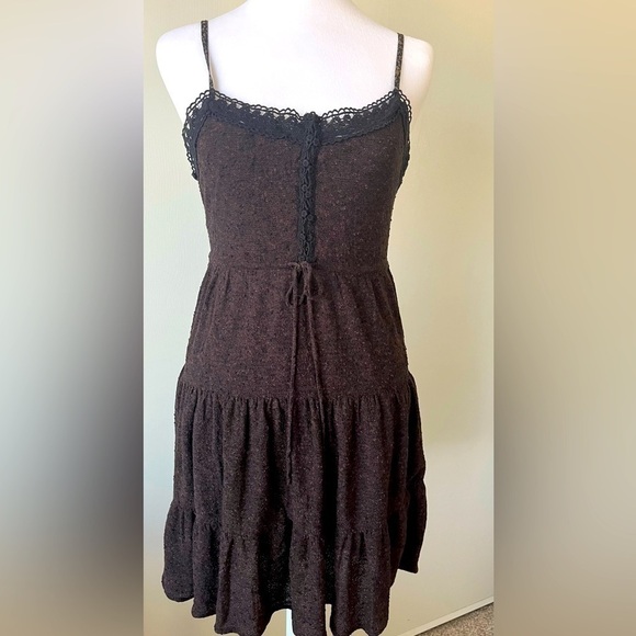 Free People Brown Textured Tiered Stretch Sundress Adjustable Straps Size S - Picture 1 of 5